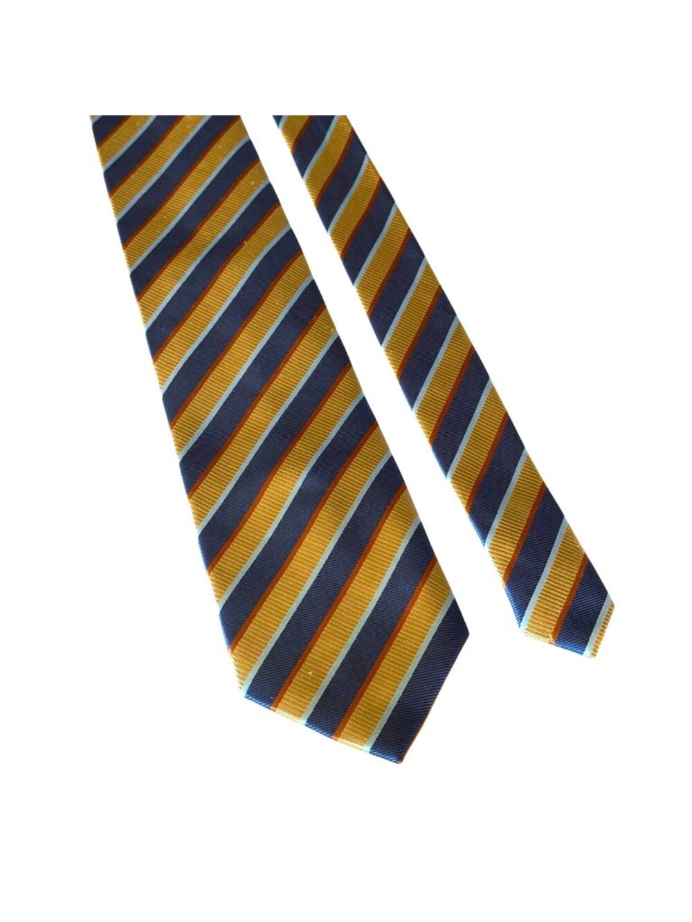 Verse 9 Silk Designs Maurizio Tie Striped Necktie Classic Blue Gold 3.5in